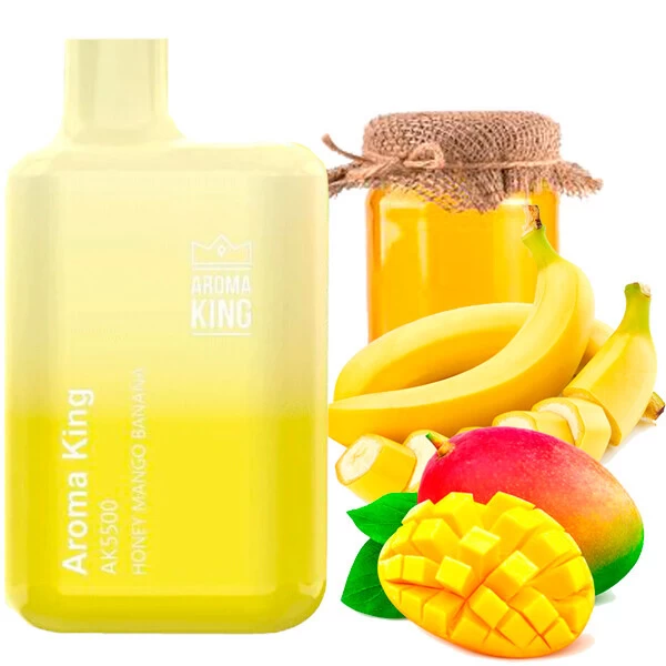 Одноразова електронна сигарета Aroma King Honey Mango Banana (Мед Манго Банан) (5500 Затяжок)