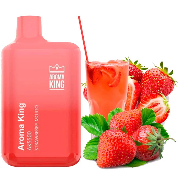 Одноразова електронна сигарета Aroma King Strawberry Mojito (Полуниця Мохіто) (5500 Затяжок)