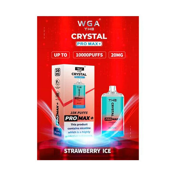 Одноразова електронна сигарета Crystal Pro Max Strawberry Ice (Полуниця Лід) (10000 Затяжок)