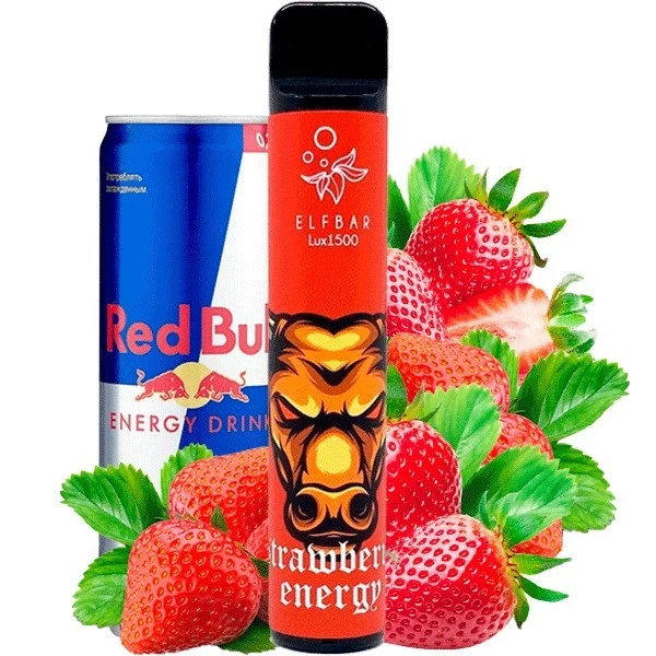 Одноразова електронна сигарета Elf Bar Lux Strawberry Energy (Полуниця Енергетик) (1500 Затяжок)