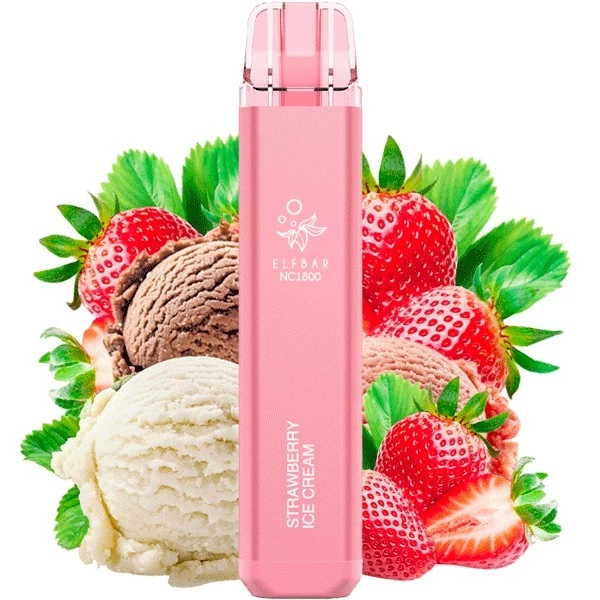 Одноразова електронна сигарета Elf Bar Strawberry Ice Cream (Полуничне Морозиво) (1800 Затяжок)