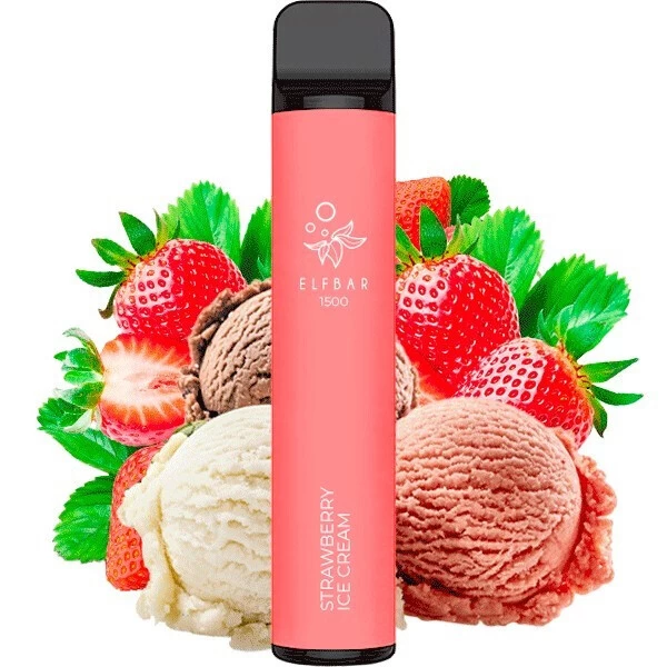 Одноразова електронна сигарета Elf Bar Strawberry Ice Cream (Полуниця Морозиво) (1500 затяжок)