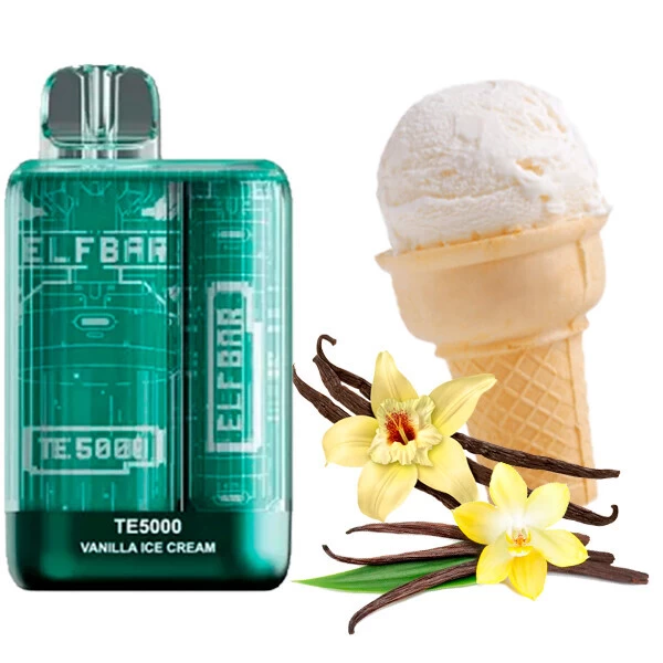 Одноразова електронна сигарета Elf Bar TE Vanilla Ice Cream (Ваніль Морозиво) (5000 Затяжок)