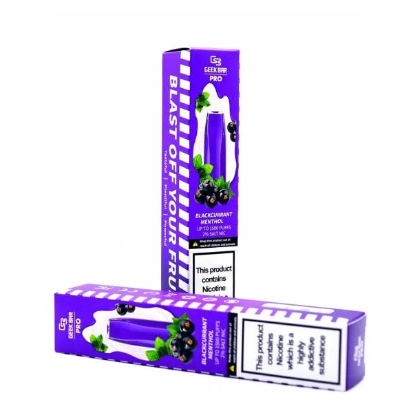 Одноразова електронна сигарета Geek Bar Pro Blackcurrant Menthol (Чорна Смородина Ментол) (1500 Затяжок)