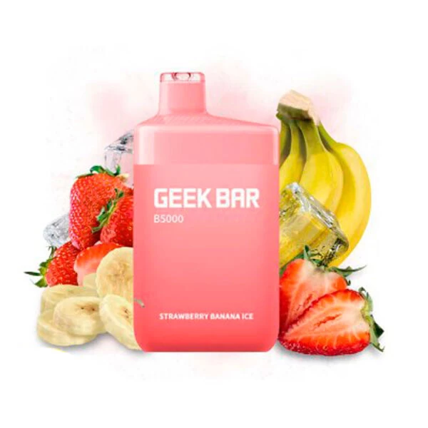 Одноразова електронна сигарета Geek Bar Strawberry Banana Ice (Полуниця Банан Лід) (5000 Затяжок)