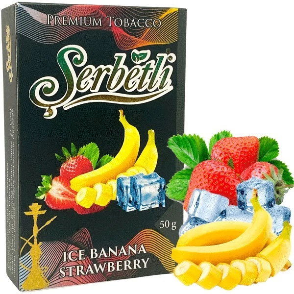 Тютюн Serbetli Ice Banana Strawberry (Банан Полуниця Лід) 50гр