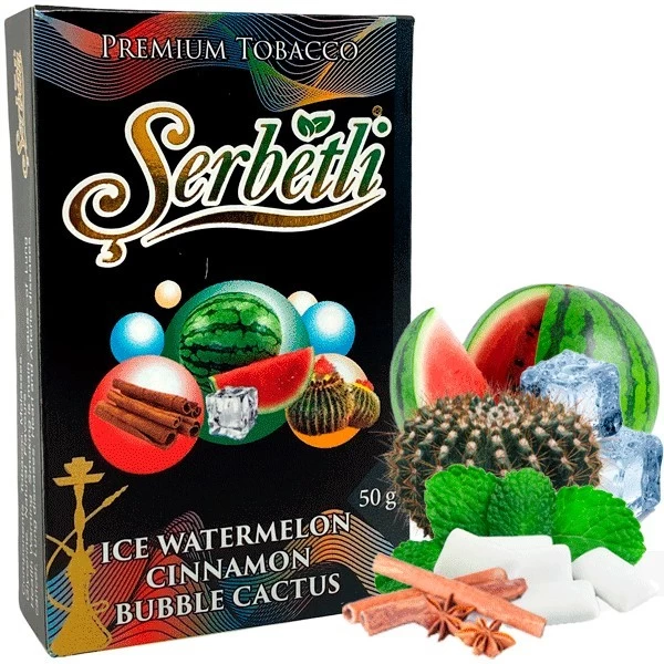 Тютюн Serbetli Ice Watermelon Cinnamon Bubble Cactus (Лід Кавун Кориця Бабл Кактус) 50гр