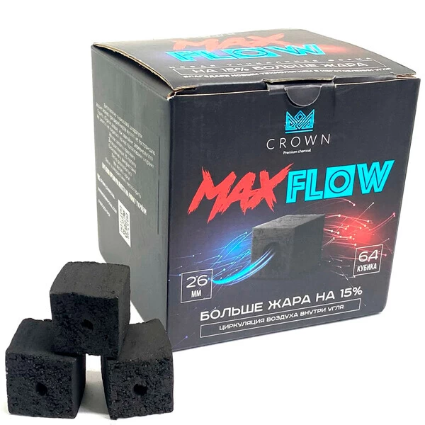 Вугілля кокосове Crown Maxflow 1кг 64кубика в упаковці