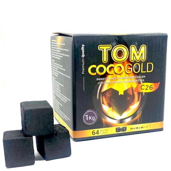 Вугілля кокосове Tom Cococha Gold С26 1кг 64кубика в упаковці