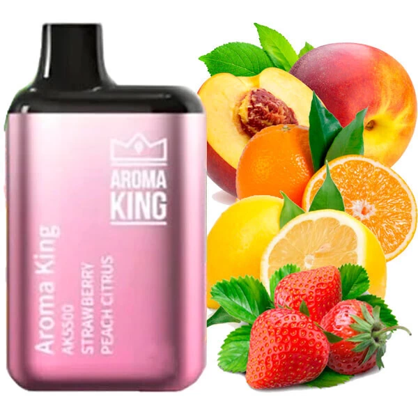 Одноразова електронна сигарета Aroma King Strawberry Peach Citrus (Полуниця Персик Цитрус) (5500 Затяжок)