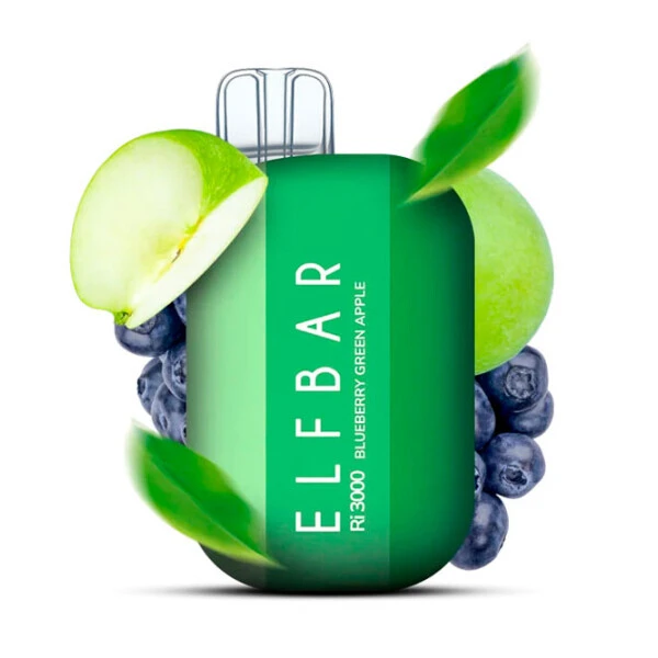 Одноразова електронна сигарета Elf Bar Ri Blueberry Green Apple (Чорниця Зелене Яблуко) (3000 Затяжок)