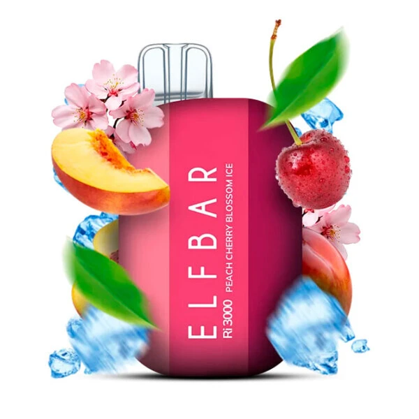 Одноразова електронна сигарета Elf Bar Ri Peach Cherry Blossom Ice (Персик Вишня Блоссом Лід) (3000 Затяжок)