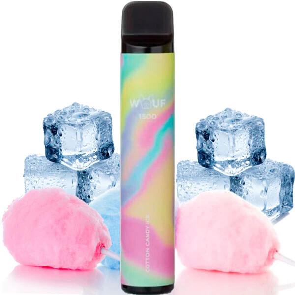 Одноразова електронна сигарета Wouf Cotton Candy Ice (Цукрова вата Лід) (1500 Затяжок)