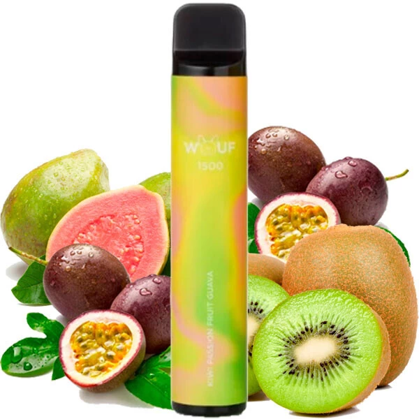 Одноразова електронна сигарета Wouf Kiwi Passion Fruit Guava (Ківі Маркуя Гуава) (1500 Затяжок)