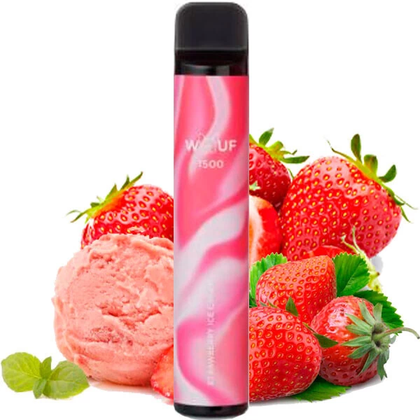 Одноразова електронна сигарета Wouf Strawberry Ice Cream (Полуниця Морозиво) (1500 Затяжок)