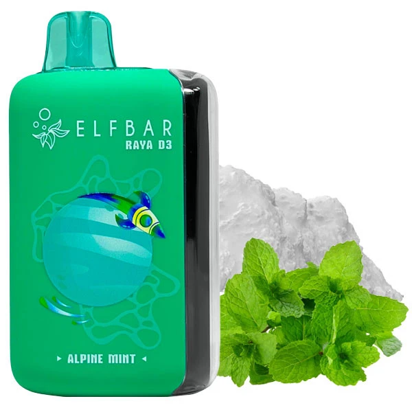 Одноразова електронна сигарета Elf Bar Raya D3 Alpine Mint (Альпійська М'ята) (25000 Затяжок)