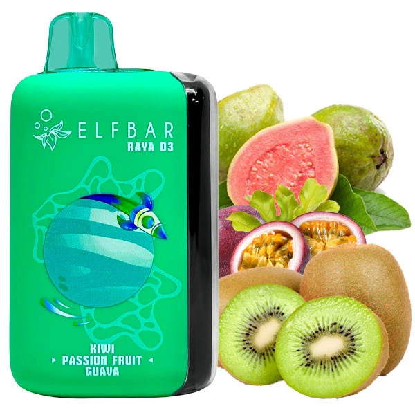 Одноразова електронна сигарета Elf Bar Raya D3 Kiwi Passion Fruit Guava (Ківі Маракуя Гуава) (25000 Затяжок)