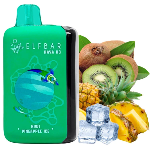 Одноразовая электронная сигарета Elf Bar Raya D3 Kiwi Pineapple Ice (Киви Ананас Лед) (25000 Затяжек)