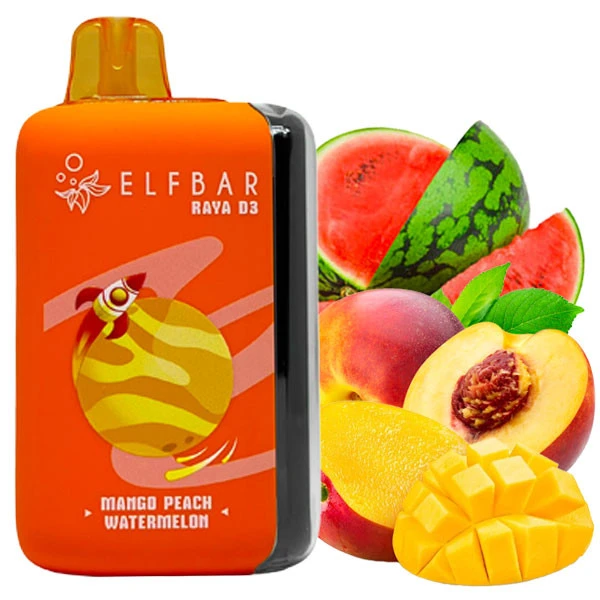 Одноразова електронна сигарета Elf Bar Raya D3 Mango Peach Watermelon (Манго Персик Кавун) (25000 Затяжок)