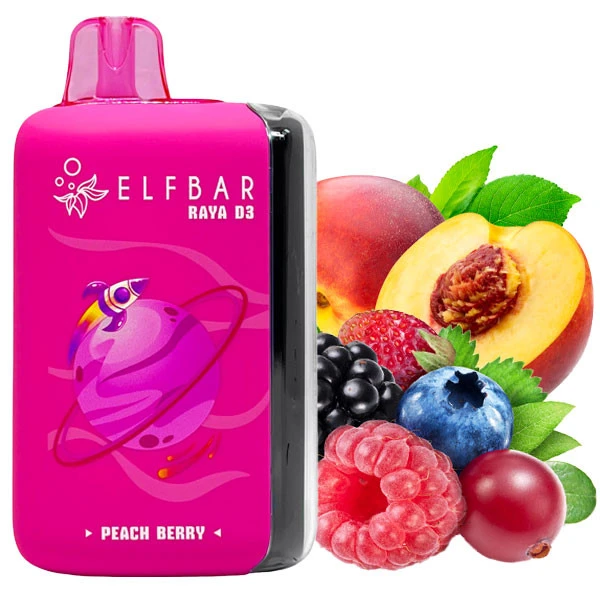 Одноразова електронна сигарета Elf Bar Raya D3 Peach Berry (Персик Ягоди) (25000 Затяжок)