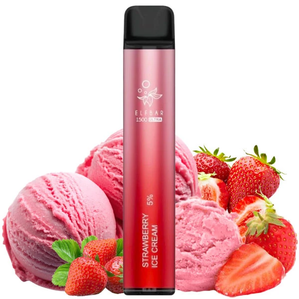 Одноразовая электронная сигарета Elf Bar Ultra Strawberry Ice Cream (Клубника Мороженое) (1500 Затяжек)