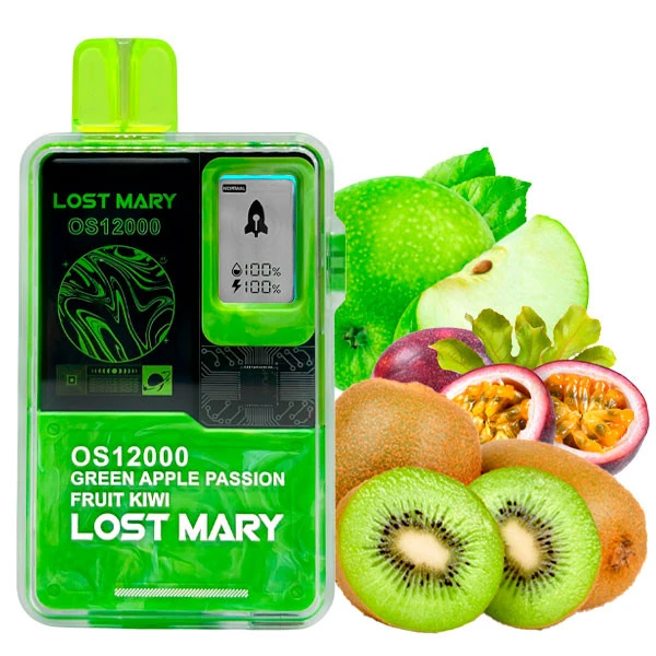 Одноразовая электронная сигарета Lost Mary OS Green Apple Passion Fruit Kiwi (Зеленое яблоко Маракуйя Киви) (12000 Затяжек)