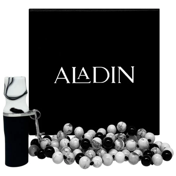 Персональний мундштук в упаковці Aladin Premium (Білий з чорним)