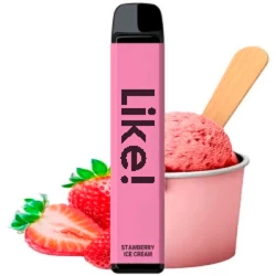 Одноразова електронна сигарета Like! Strawberry Ice Cream (Полуниця Морозиво) (1800M Затяжок)