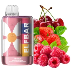 Одноразова електронна сигарета Elf Bar TE Strawberry Cherry Raspberry (Полуниця Вишня Малина) (6000 Затяжок)