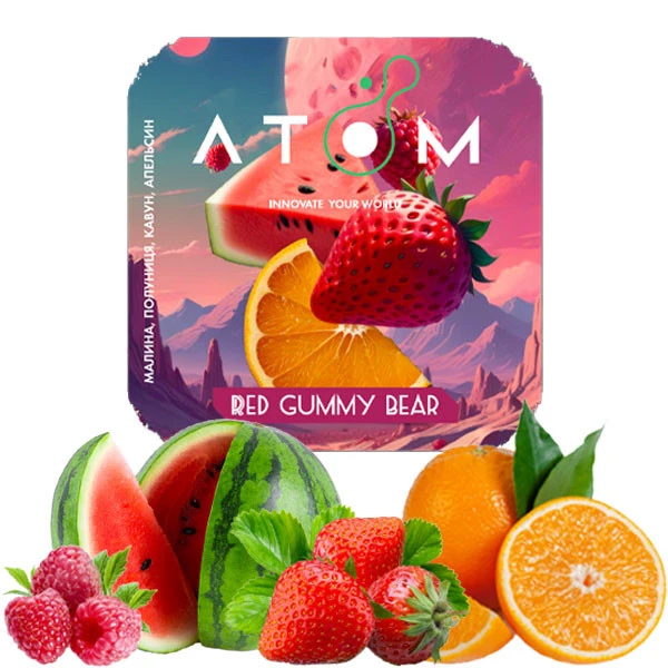 Тютюн Atom Red Gummy Bear (Червоні Гаммі Медведики) 100 гр